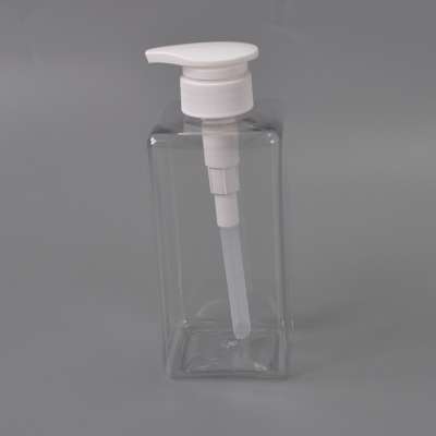 Square Design PET Soap Dispenser with White Pump -500 ML