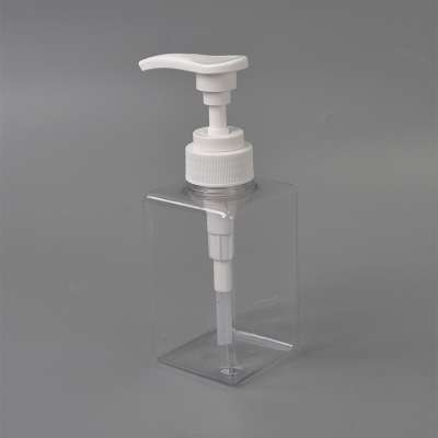 Square Shape PET Soap Dispenser with White Pump - 300 ML