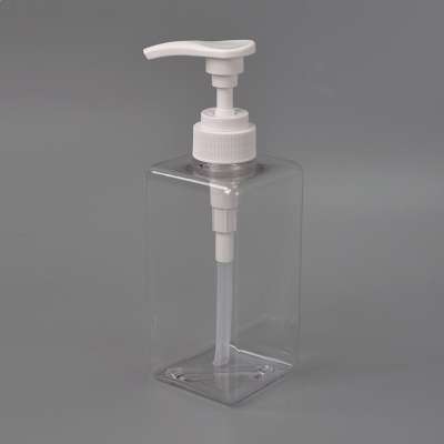 Square Shape PET Soap Dispenser with White Pump - 500 ML