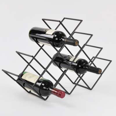 Metal Wire Design 13-Grid Wine Rack in Matte Black Coating