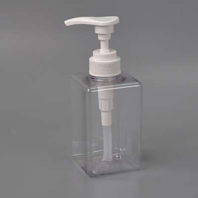 Square Shape PET Soap Dispenser with White Pump - 400 ML