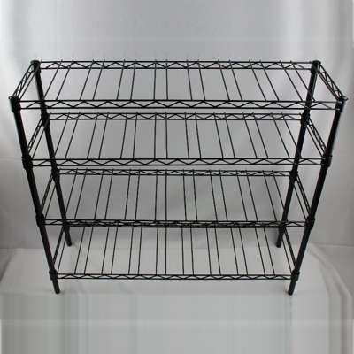 4-Tier Matte Black Coating Metal Wine Display Rack