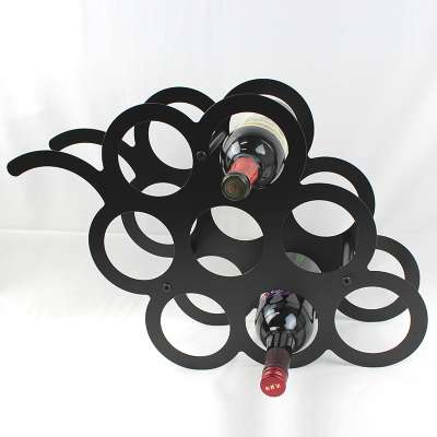 Grape Shaped Matte Black Coating Eight Bottle Wine Rack