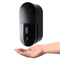 Wall Mounted Capsule Shape Design Black Liquid Soap Dispenser