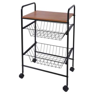 Kitchen Serving Trolley Cart with two Wire Baskets