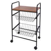 Kitchen Serving Trolley Cart with two Wire Baskets